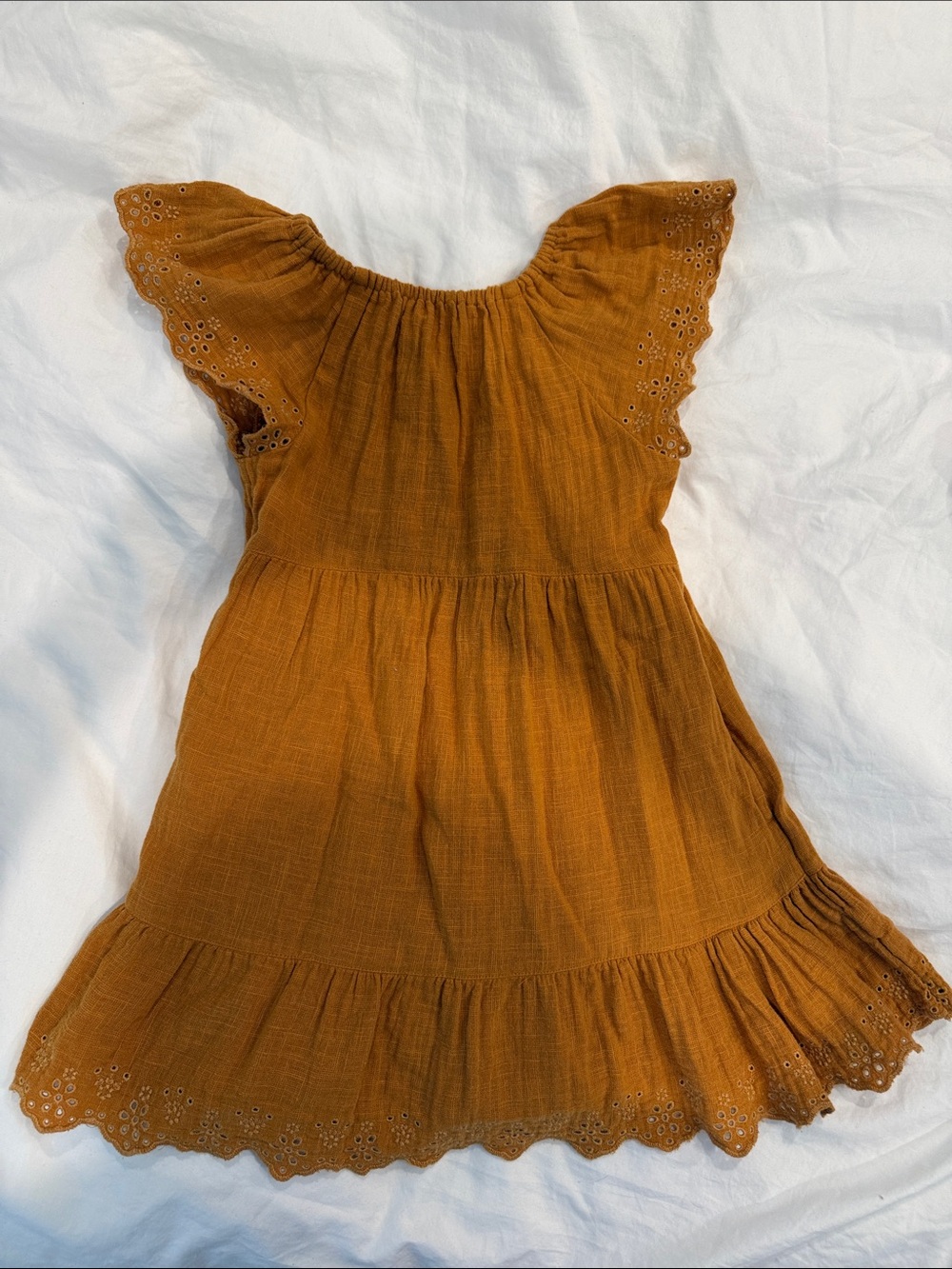 Cat & Jack Mustard Yellow Embroidered Short Sleeve Dress